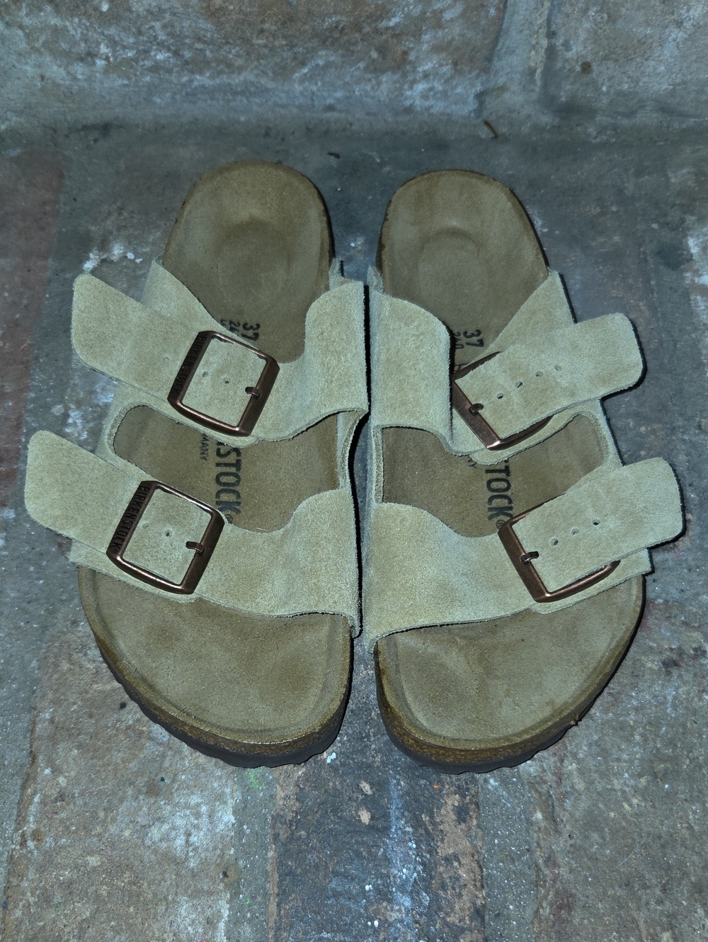 Birkenstock Kids Beige Suede Two-Strap Sandals